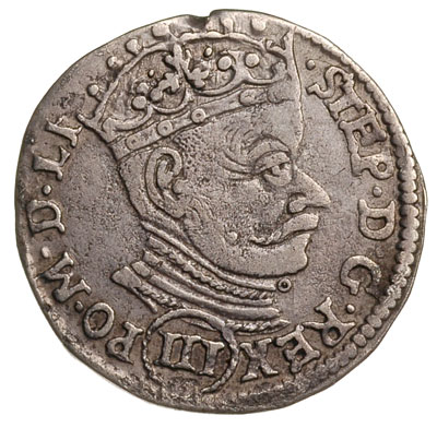trojak 1580, Wilno, cyfra III w okrągłej tarczy 