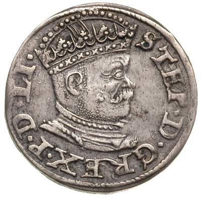trojak 1586, Ryga, awers Iger R.86.2.c, rewers Iger R.86,2.a, Gerbaszewski 9, patyna