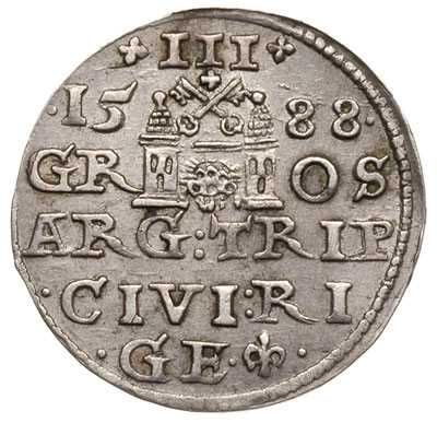 trojak 1588, Ryga, Iger R.88.1.a (R1), Gerbaszew