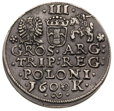 trojak 1600, Kraków, głowa króla w lewo, Iger K.00.1.b (R1), patyna