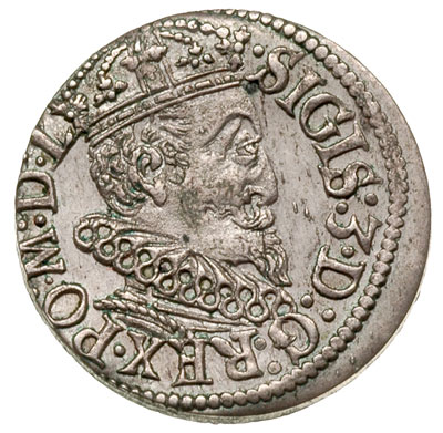 trojak 1619, Ryga, Iger R.19.1.a (R3), Gerbaszewski 1.17, moneta wybita niecentrycznie, rzadka, ładny stan zachowania