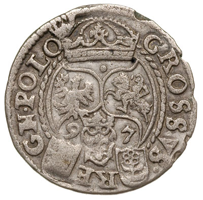 grosz 1597, Poznań, T. 15, lekko wyszczerbiony krążek, rzadki
