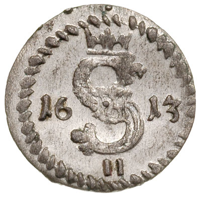 dwudenar 1613, Wilno, odmiana z małą koroną i małą Pogonią, Ivanauskas 1SV20-20, bardzo ładny