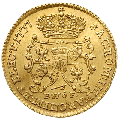 dukat 1737, Drezno, Aw: Popiersie Augusta III w 