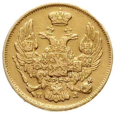 3 ruble = 20 złotych 1835, Petersburg, złoto 3.85 g, Plage 301, Bitkin 1076 (R)