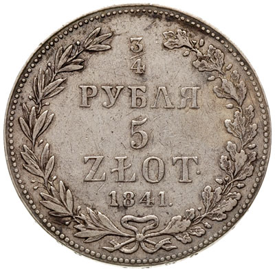 3/4 rubla = 5 złotych 1841, Warszawa, odmiana be
