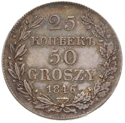 25 kopiejek 1846, Warszawa, Plage 385, Bitkin 1252, ładny egzemplarz, patyna