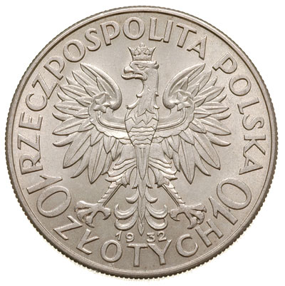 10 złotych 1932, Anglia. Głowa Kobiety, Parchimowicz 120b, bardzo ładne