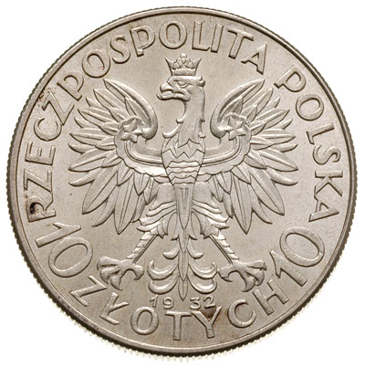 10 złotych 1932, Anglia, Głowa Kobiety, Parchimowicz 120b, bardzo ładne