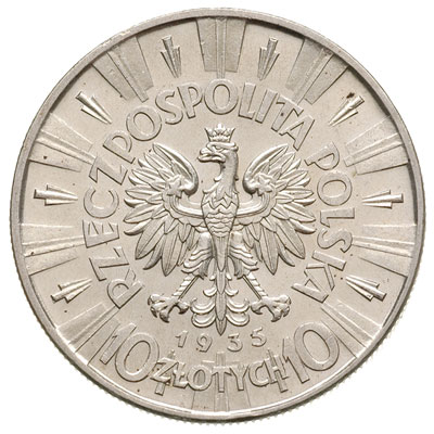 10 złotych 1935, Warszawa, Józef Piłsudski, Parchimowicz 124b, bardzo ładne
