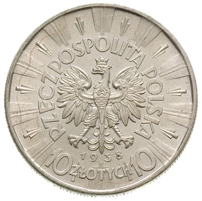 10 złotych 1938, Warszawa, Józef Piłsudski, Parchimowicz 124.e, rzadkie i bardzo ładne