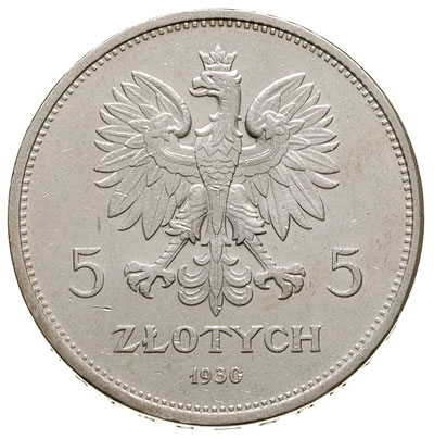 5 złotych 1930, Warszawa, Sztandar, Parchimowicz 115a, bardzo ładne