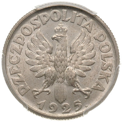 1 złoty 1925, Londyn, Parchimowicz 107b, moneta w pudełku PCGS z certyfikatem MS 64, bardzo ładne