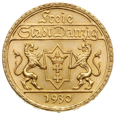 25 guldenów 1930, Berlin, Posąg Neptuna, złoto 7.99 g, Parchimowicz 71, pięknie zachowane z dużym lustrem menniczym i rzadkie, patyna