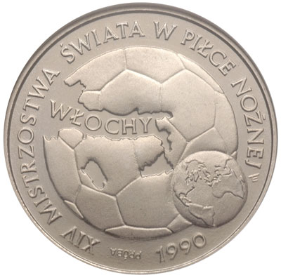 20 000 złotych 1989, Warszawa, MŚ w Piłce Nożnej, próba niklowa, Parchimowicz P527, moneta w pudełku NGC z certyfikatem PF 69 Ultra Cameo