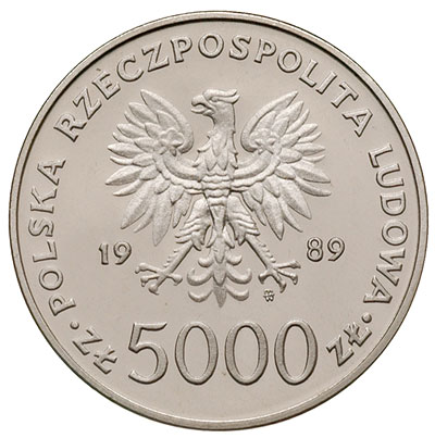 5.000 złotych 1989, Warszawa, Jan Paweł II, próba niklowa, Parchimowicz P515