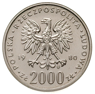 2 000 złotych 1980, Warszawa, Kazimierz I Odnowiciel, próba niklowa, Parchimowicz P507.a