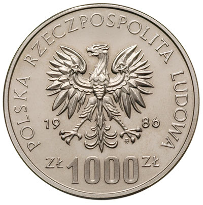 1000 złotych 1986, Warszawa, Sowa, próba niklowa, Parchimowicz P467
