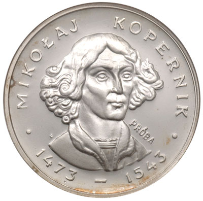 100 złotych 1973, Mikołaj Kopernik, mała głowa, na rewersie wypukły napis PRÓBA, srebro, Parchimowicz P354.a, moneta w pudełku NGC z certyfikatem PF 68 Ultra Cameo