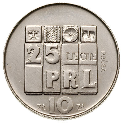 10 złotych 1969, Warszawa, 25 LECIE PRL, próba niklowa, Parchimowicz P270.a