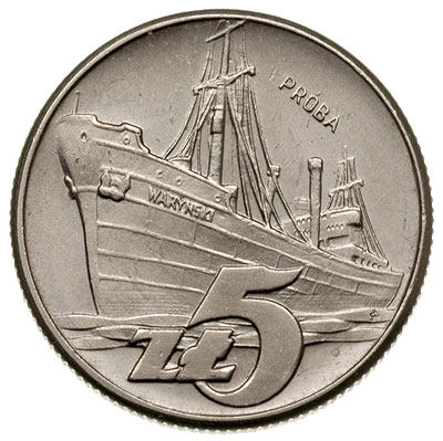 5 złotych 1960, Warszawa, statek \Waryński, próba niklowa