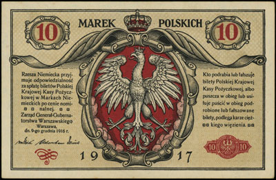10 marek polskich 9.12.1916, \Generał, \"biletów