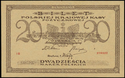 20 marek polskich 17.05.1919, seria IB, numeracja 916522, Miłczak 21d, Lucow 336 (R2)