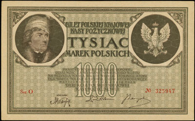 1.000 marek polskich 17.05.1919, seria O, numeracja 325947, Miłczak 22b, Lucow 345 (R4)