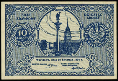10 groszy 28.04.1924, Miłczak 44, Lucow 701 (R2)