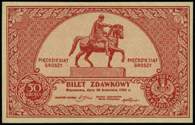 50 groszy 28.04.1924, Miłczak 46, Lucow 703 (R2)