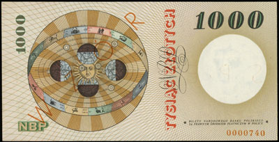 1.000 złotych 29.10.1965, seria A, numeracja 000