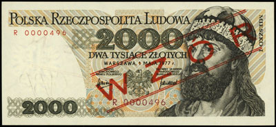 2.000 złotych 1.05.1977, seria R, numeracja 0000