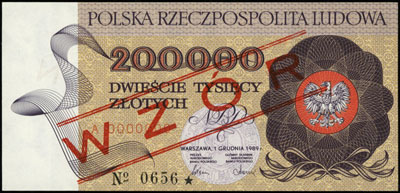 200.000 złotych 1.12.1989, A 0000000, wzór nr 06
