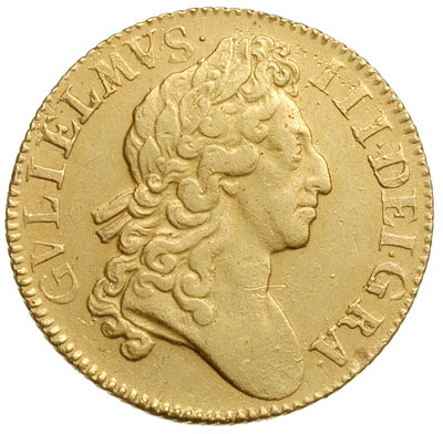 guinea 1701, drugi typ popiersia, złoto 8.30 g, S.3463, MCE 186, Fr. 313