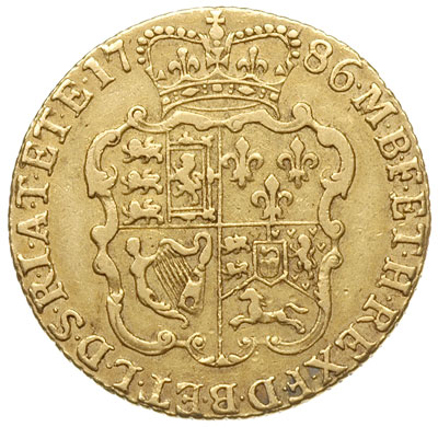 guinea 1786, czwarty typ popiersia, złoto 8.32 g, S.3728, Fr. 355