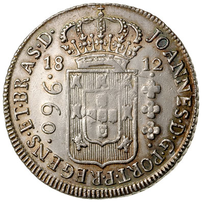 960 reis 1812 / ?, srebro 26.77 g, ślady przebicia na monecie 8 reali