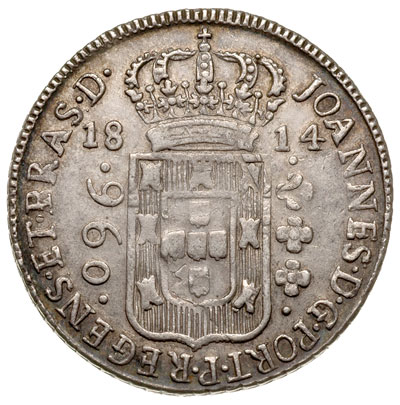 960 reis 1814 / ?, srebro 26.94 g, ślady przebic