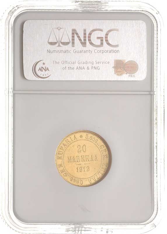 20 marek 1912 / S, Fr. 3, moneta w pudełku NGC z certyfikatem MS 63