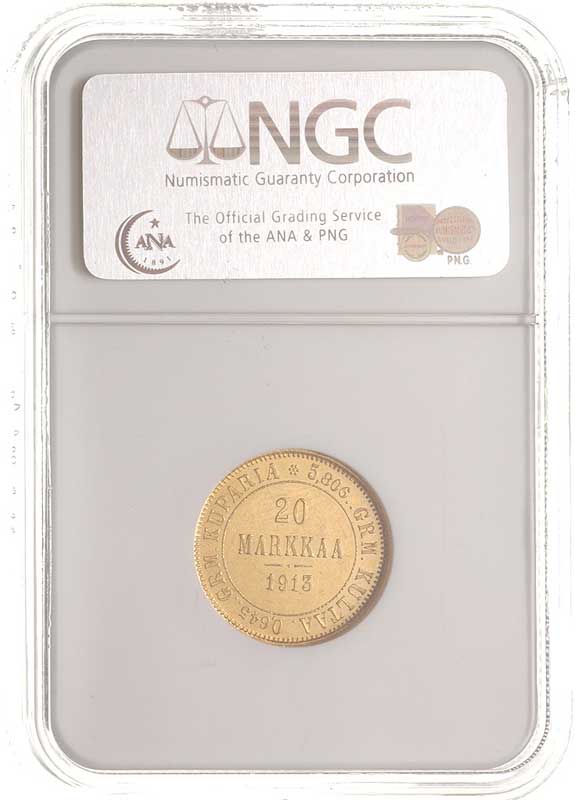 20 marek 1913 / S, Fr. 3, moneta w pudełku NGC z certyfikatem MS 63