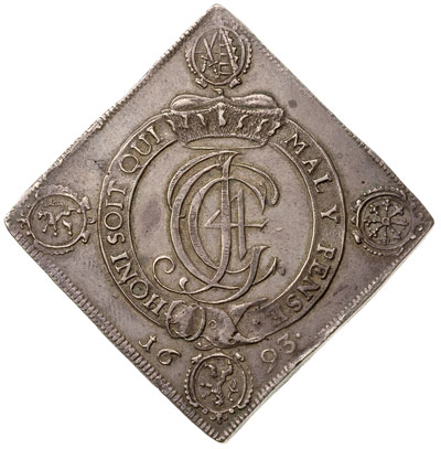 klipa talara 1693, Drezno, srebro 25.79 g, wybita z okazji nadania księciu Orderu Podwiązki, Schnee 977, Dav. 7649, patyna
