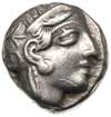 tetradrachma ok. 430 pne, Aw: Głowa Ateny w prawo, Rw: W kwadracie incucum sowa w prawo, za nią ga..