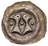 brakteat (XII-XIV w.); Dwie głowy orłów odwrócone od siebie, srebro 0.36 g., Fbg. 193