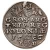 trojak 1586, Olkusz litery NH na awersie, awers Iger O.86.2.b, rewers Iger O.86.2.a (R2), moneta w..