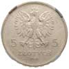 5 złotych 1930, Warszawa, Nike, Parchimowicz 114c, moneta w pudełku NGC z certyfikatem AU 53, rzad..