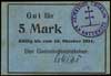 Chorzów /Chorzow/,bon na 5 marek, ważne do 10.10.1914, z pieczęcią gminy, Keller 61.b
