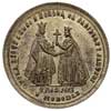 Unia w Horodle, patriotyczno-religijny medal wybity w 1861 r., Aw: Postacie Jadwigi i Jagiełły, na..