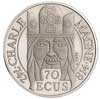 500 franków = 70 ecu, 1990, Karol Wielki, platyna 20.01 g, wybite stemplem lustrzanym, Fb. 622a, G..