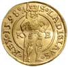 dukat 1598, Krzemnica, złoto 3.44 g, Huszár 1002, gięty, niewielkie zacięcie na rancie, ale bardzo..