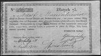 kwit na Posiłki Polskie o wartości 75 złotych na nazwisko Adolfa Marcinkiewicza,4.02.1831, nr 2478..