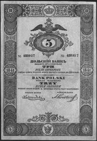3 ruble srebrem 1841 nr 438 957, podpisy: Lubowidzki i Korostowcew, Kow.23,Pick A23